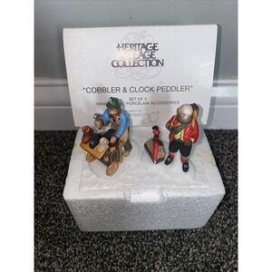 Dept 56 Heritage Village "Cobbler and Clock Peddler" #5839-4 Set Of 2